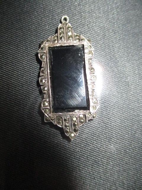 Sieraden lotje oa zilveren onyx hanger en kettingen, Sieraden, Tassen en Uiterlijk, Antieke sieraden, Ophalen of Verzenden, Zilver