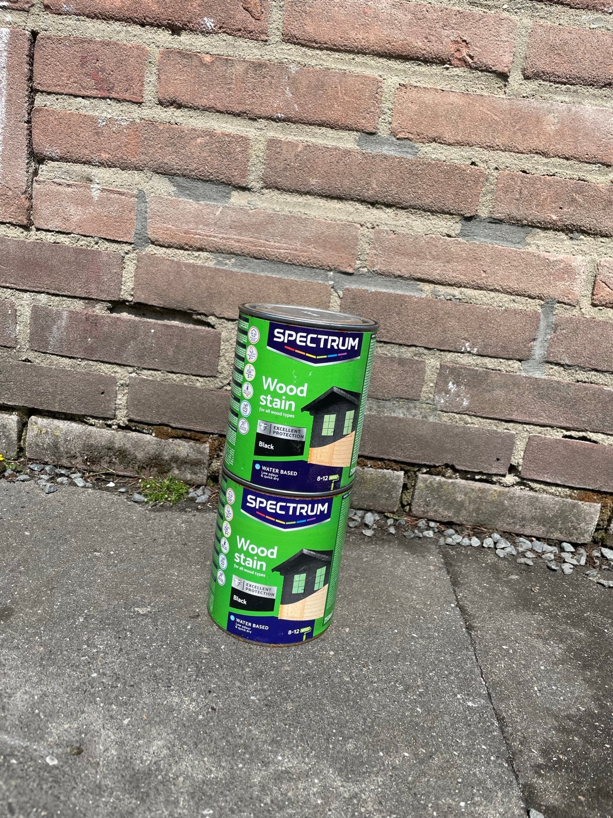 Spectrum Wood Stain Zwart - 2x 2,5 liter, Ophalen, Gebruikt, Zwart, Beits