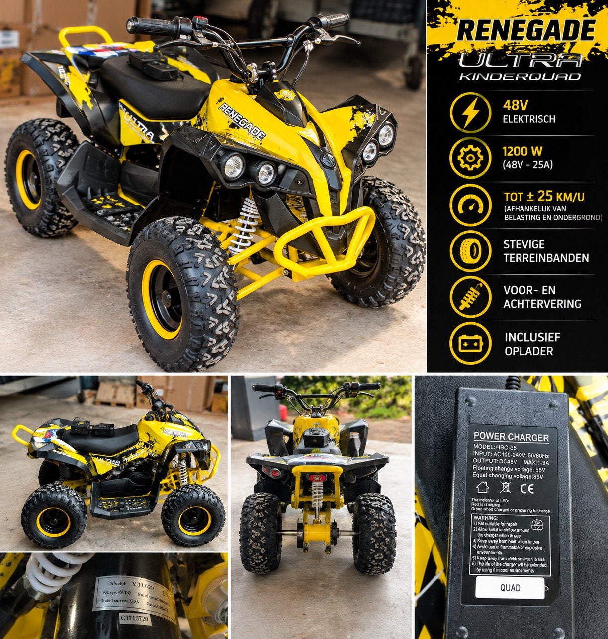 Renegade Ultra Kinderquad 48V Elektrisch 1200W, Zo goed als nieuw