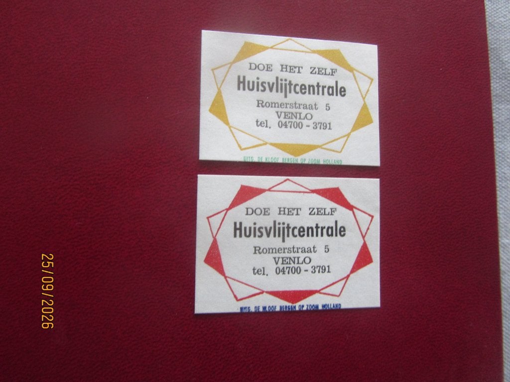DHZ Huisvlijtcentrale Romerstraat Venlo, Ophalen of Verzenden, Gebruikt, Luciferdoosjes of -merken
