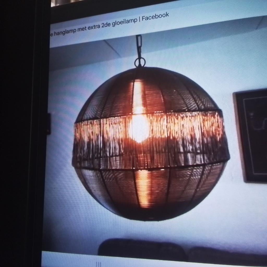 Bronskleurige  hanglamp nieuw €30 met extra lamp, Ophalen, Alle, Nieuw, Metaal