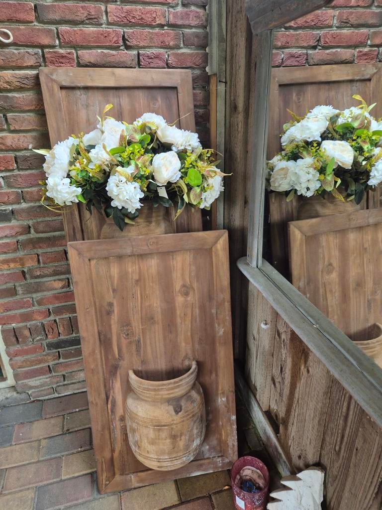 Wandpaneel XXL 96 cm hoog met Nepalese pot, Helene Livingstyle, Helenelivingstyle@gmail.com, Hout, 7531TJ
