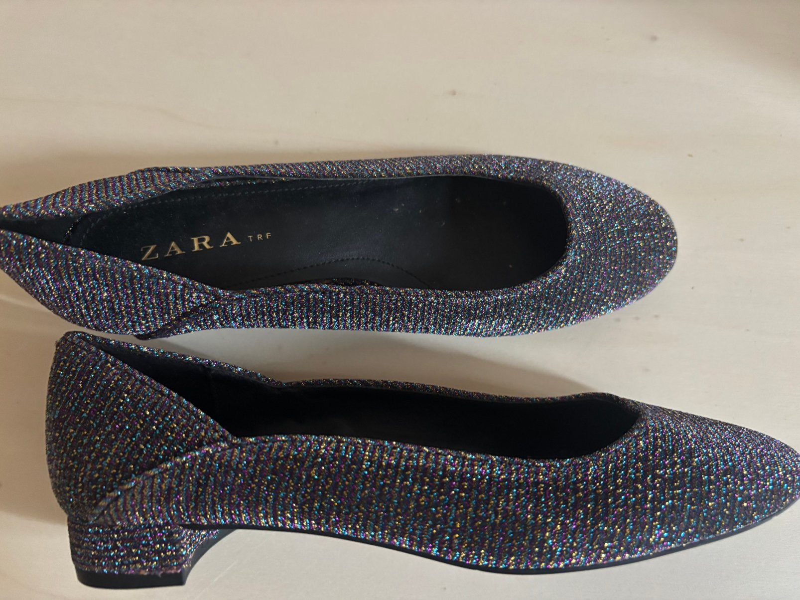 Zara glitter ballerina, loafers, platte flats,slip ons 36/37, Nieuw, Ophalen of Verzenden, Instappers, Zwart