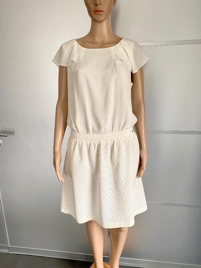 H473 Kocca maat 40/42 jurk jurkje feest gebroken-wit, Kleding | Dames, Maat 38/40 (M), Wit, Kocca, Ophalen of Verzenden