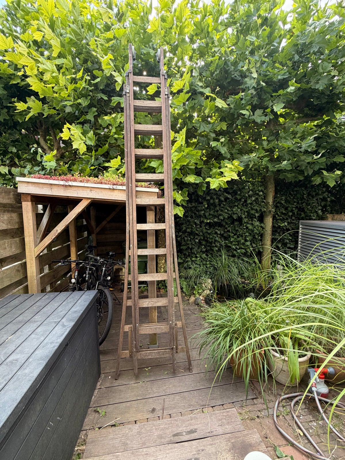 Wienese Houten 3 delige Ladder, Doe-het-zelf en Verbouw, Ladders en Trappen, Gebruikt, Ophalen of Verzenden, Ladder, Opvouwbaar of Inschuifbaar