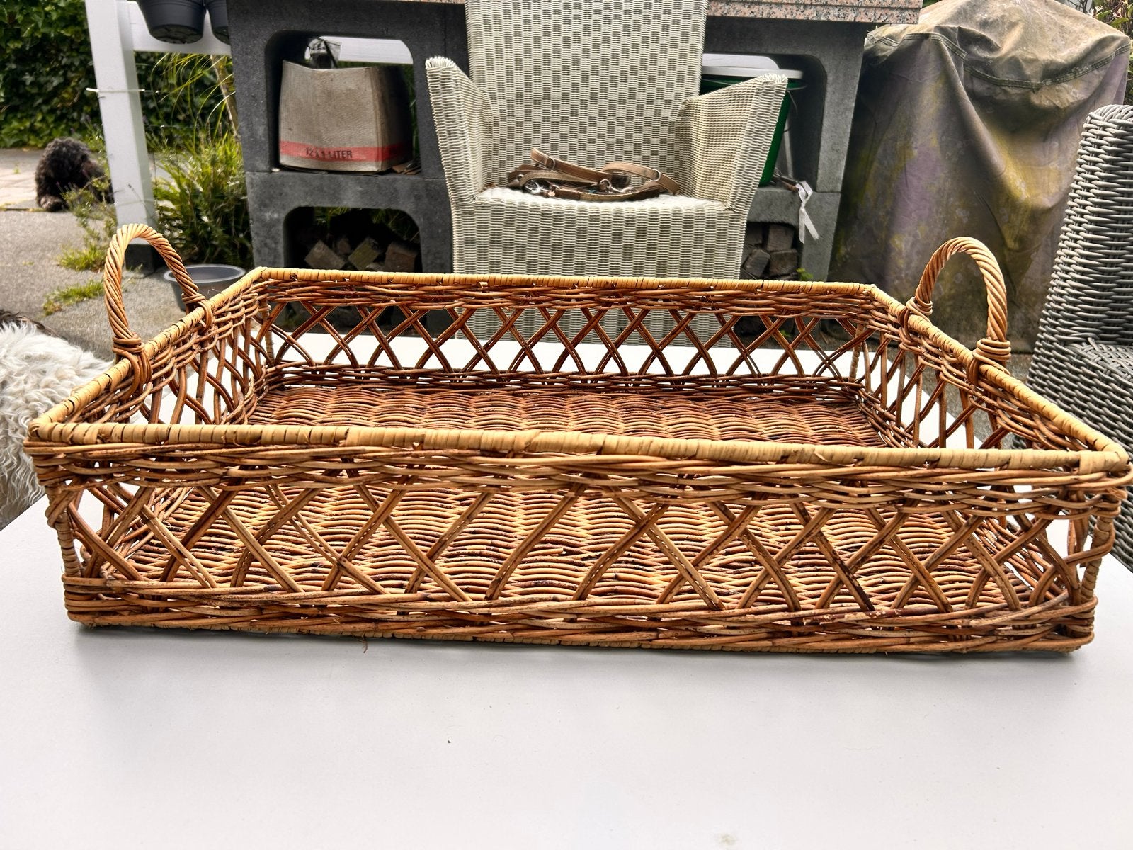 Riviera Maison Rieten Mand - Stijlvol en Praktisch, Huis en Inrichting, Woonaccessoires | Schalen en Manden, Gebruikt, Mand, Ophalen of Verzenden