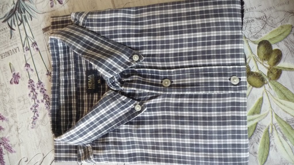 Blouse Hema XL - Blauw ruitje, Kleding | Heren, Hema, Blauw, Ophalen of Verzenden, Zo goed als nieuw
