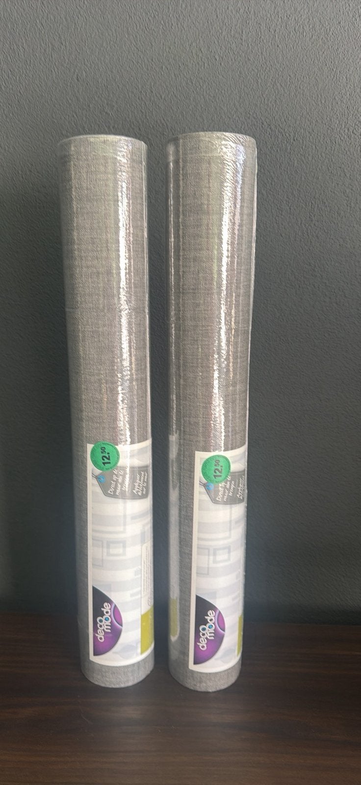 Vliesbehang 2 rollen warm grijs, Ophalen, 10 tot 25 m², Grijs