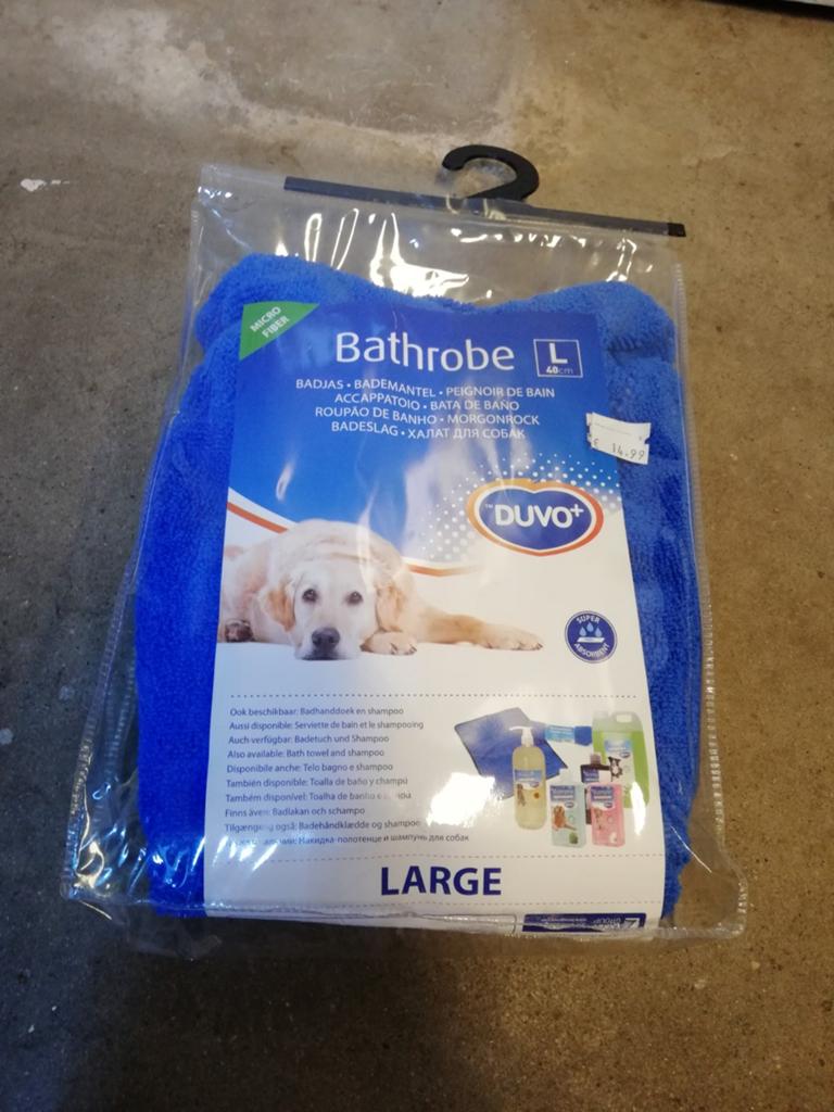 Honden badjas Duvo plus maat large 40 cm blauw.    Nieuw, Dieren en Toebehoren, Ophalen of Verzenden, Nieuw