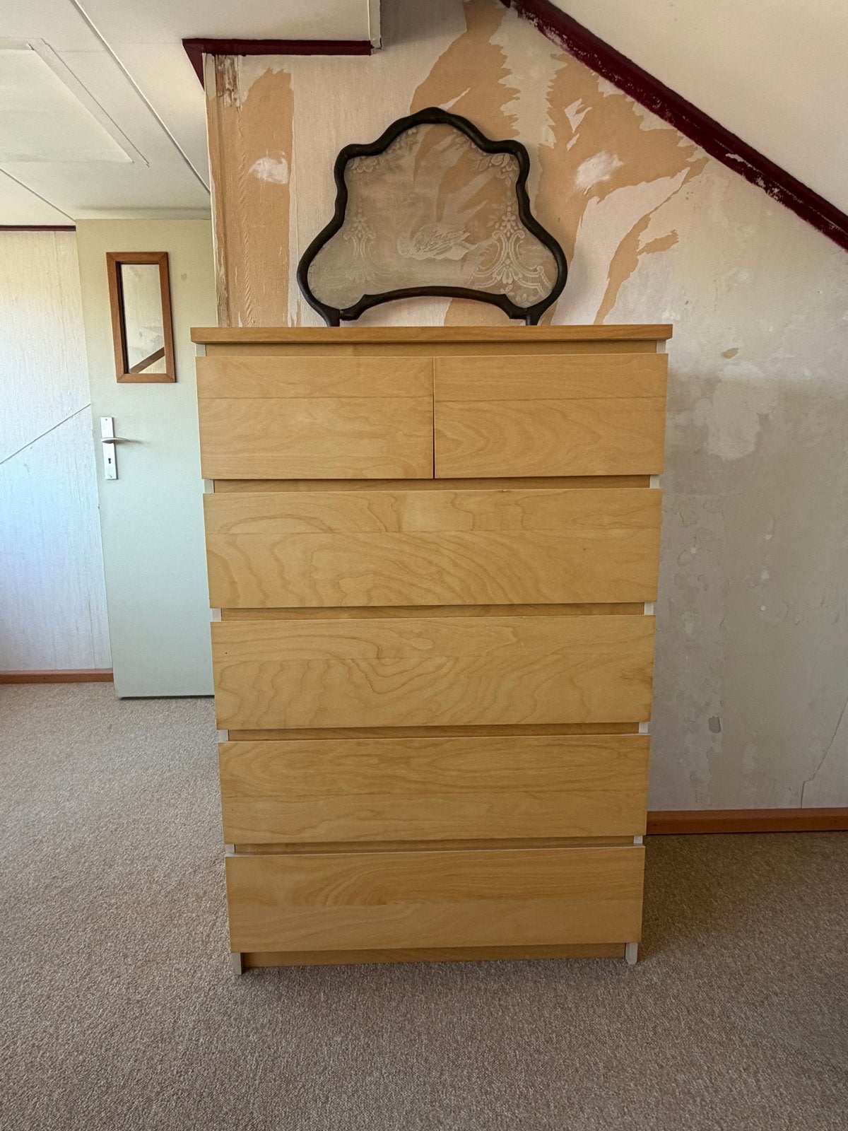 Houten ladekast Malm Ikea met 6 laden, Ophalen, Gebruikt, 5 laden of meer, 100 tot 150 cm