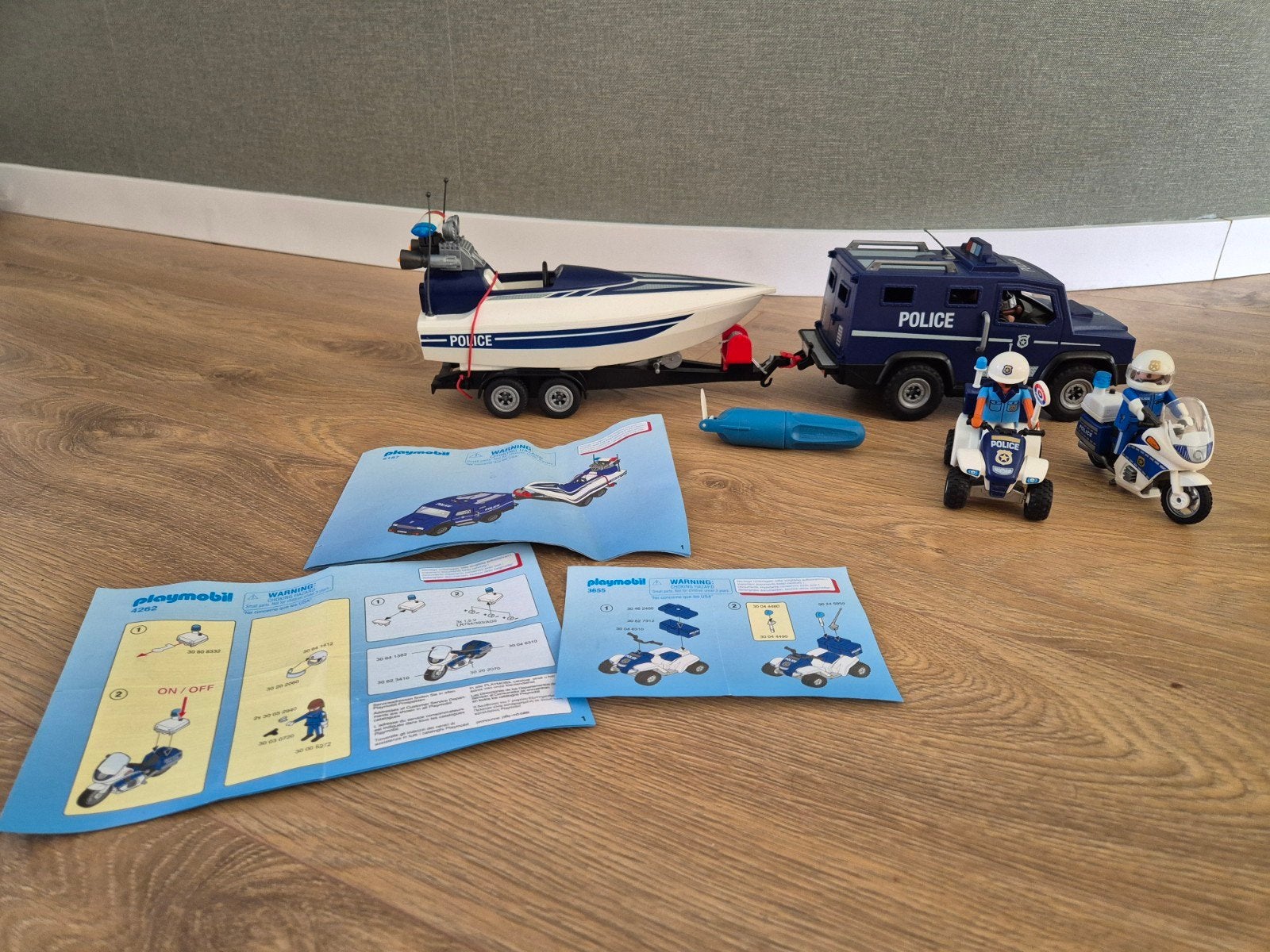 Playmobil Politieset incl boot met motortje!, Ophalen of Verzenden, Zo goed als nieuw, Complete set