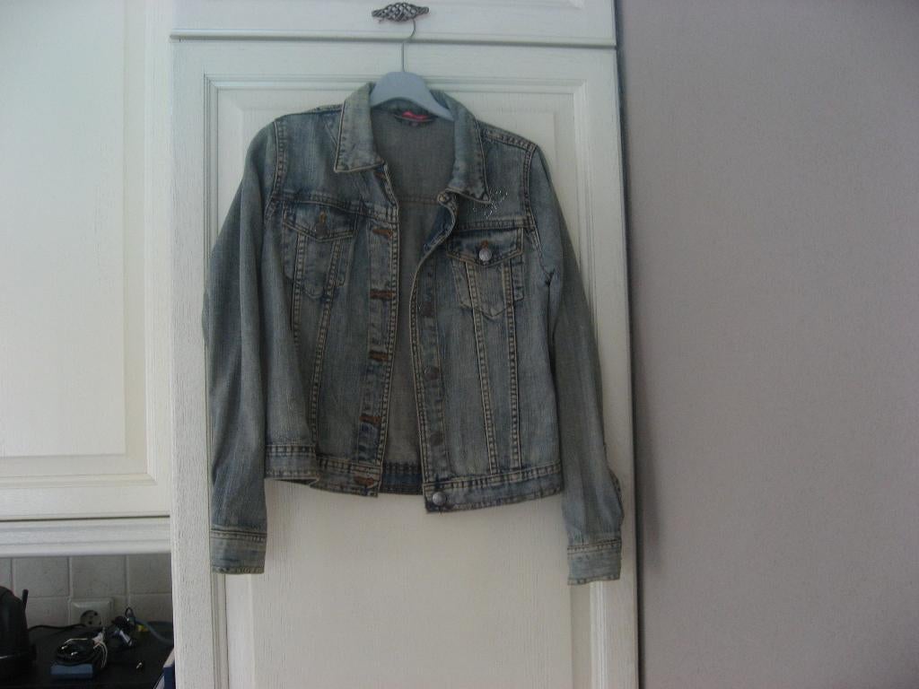 NIEUW denim jeans jack met strass vlinder, mt 146/152, Verzenden, Nieuw, Meisje, Jas