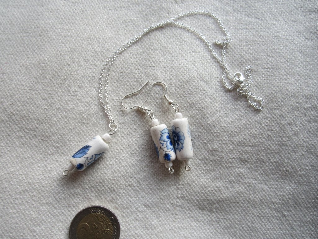 8.  Mooi oud setje, hanger+ oorbellen,  44 cm, Sieraden, Tassen en Uiterlijk, Antieke sieraden, Ophalen, Overige materialen, Overige typen
