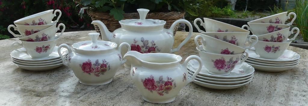 Super Mooi Mosa Thee servies met Rode Rozen Kado Tip, Ophalen of Verzenden