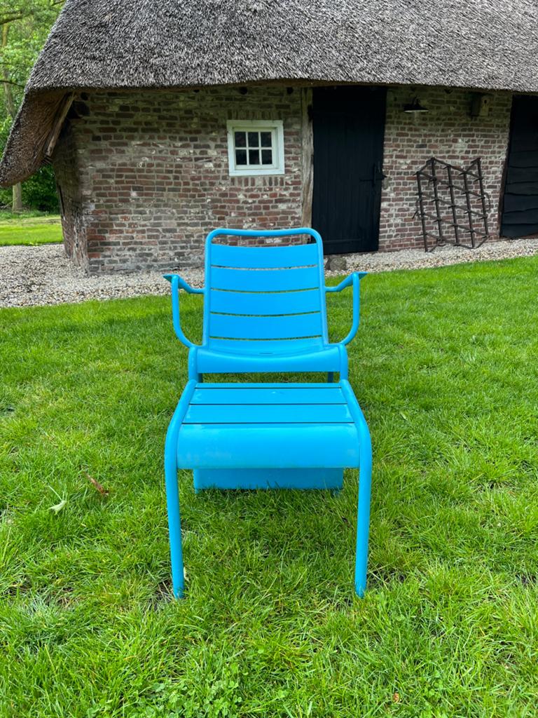 Fermob Luxembourg low fauteuil met voetenbankje, Tuin en Terras, Ophalen, Gebruikt