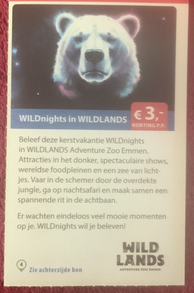 Wildnights in Wildlands in Emmen Voordeelbon, Tickets en Kaartjes, Drie personen of meer, Dierentuinbon