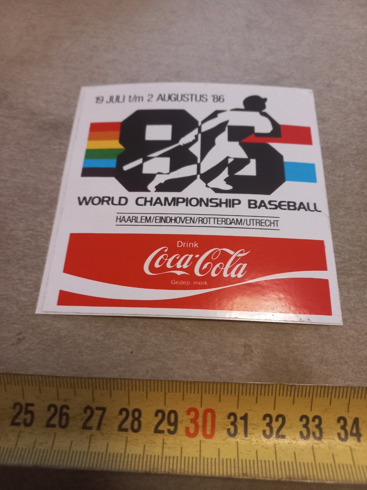 Coca-Cola World Championship Baseball 1986 Sticker, Ophalen of Verzenden, Gebruikt