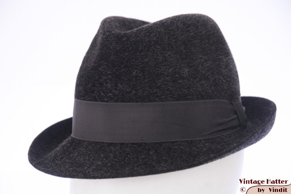 Vintage Gleufhoed Canda donker grijs haarvilt 56, Kleding | Heren, Hoed, Ophalen of Verzenden, 57 cm (M, 7⅛ inch) of minder, Gedragen