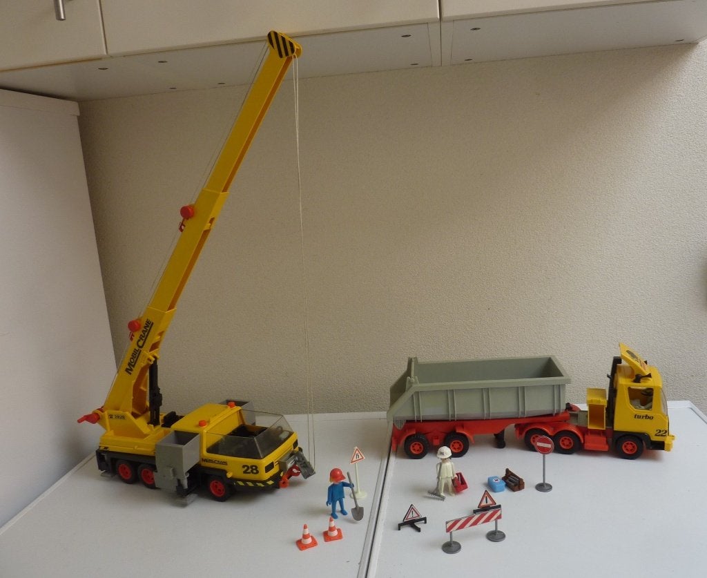Playmobil. vrachtwagen & mobiele kraan. Jaren 80, Ophalen of Verzenden, Gebruikt, Complete set