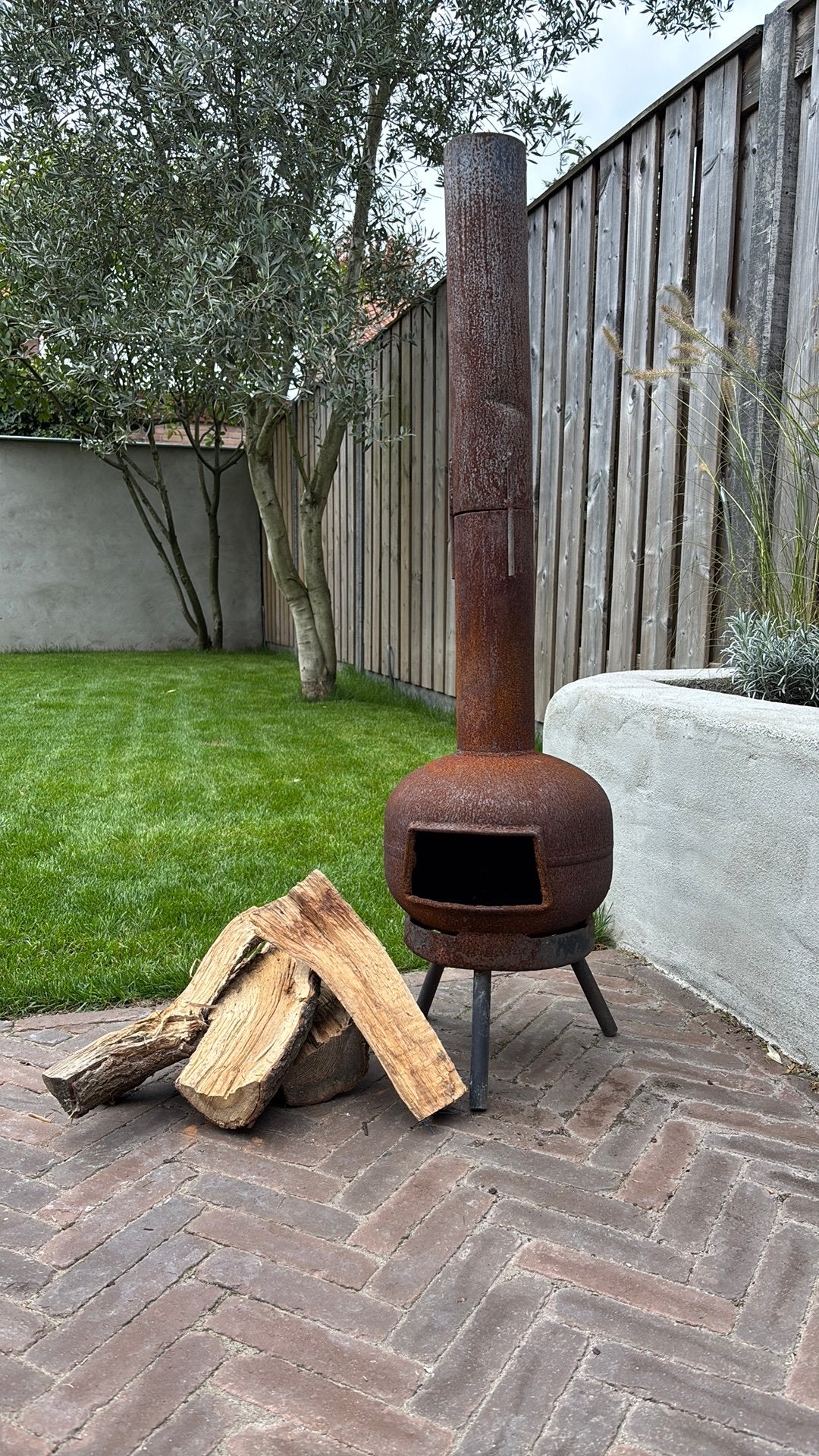 Vuurpot, vuurkorf, tuinhaard, dik cortenstaal, Tuin en Terras, Ophalen, Gebruikt