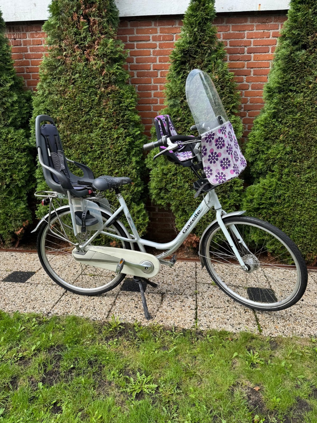 Gazelle bloem moederfiets, Ophalen, 2 zitjes, Dubbele standaard, Gazelle
