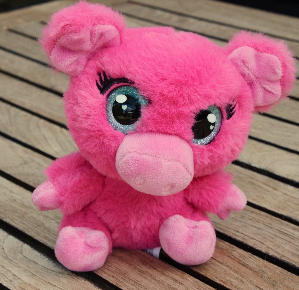 Knuffel roze met sprekende ogen varkentje 18cm groot, Overige typen, Ophalen of Verzenden, Zo goed als nieuw, Wasbaar
