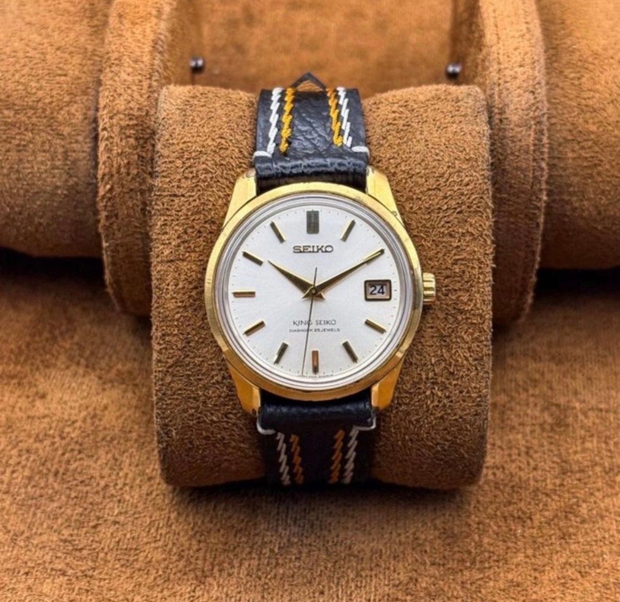 Serviced Vintage King Seiko, Seiko, Met bandje, Polshorloge, Goud