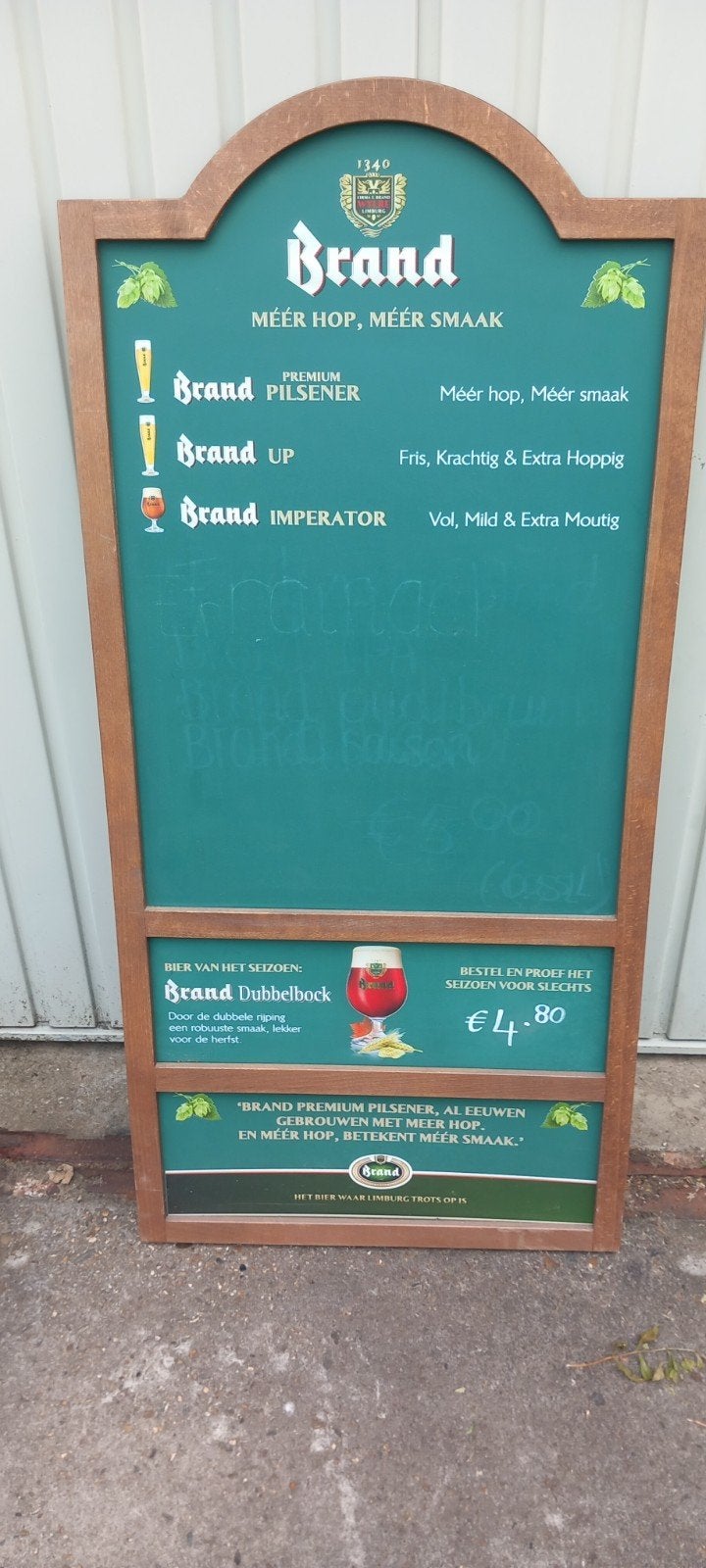 Brand bier bord, Ophalen, Zo goed als nieuw, Reclamebord, Plaat of Schild, Brand