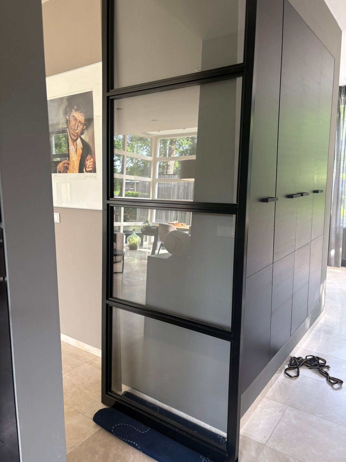 Stalen 4-vlaks taatsdeur met gehard glas, Ophalen, 80 tot 100 cm, 215 cm of meer, Binnendeur
