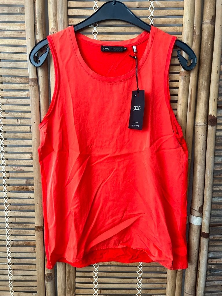 GSUS Amsterdam Broadway top neon rood oranje XS 34 nieuw, Kleding | Dames, Gsus, Nieuw, Ophalen of Verzenden, Zonder mouw