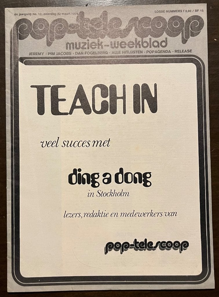 POP-TELESCOOP NO.12/1975 PLATENGIDS MUZIEKBLAD, Verzenden, 1960 tot 1980, Nederland, Tijdschrift