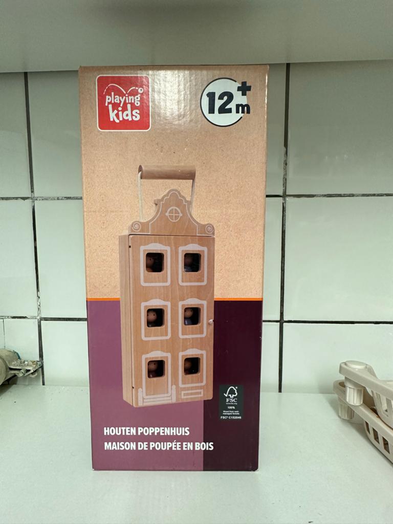 Nieuw Houten Poppenhuis - Playing Kids 12m+, Ophalen of Verzenden, Nieuw, Poppenhuis