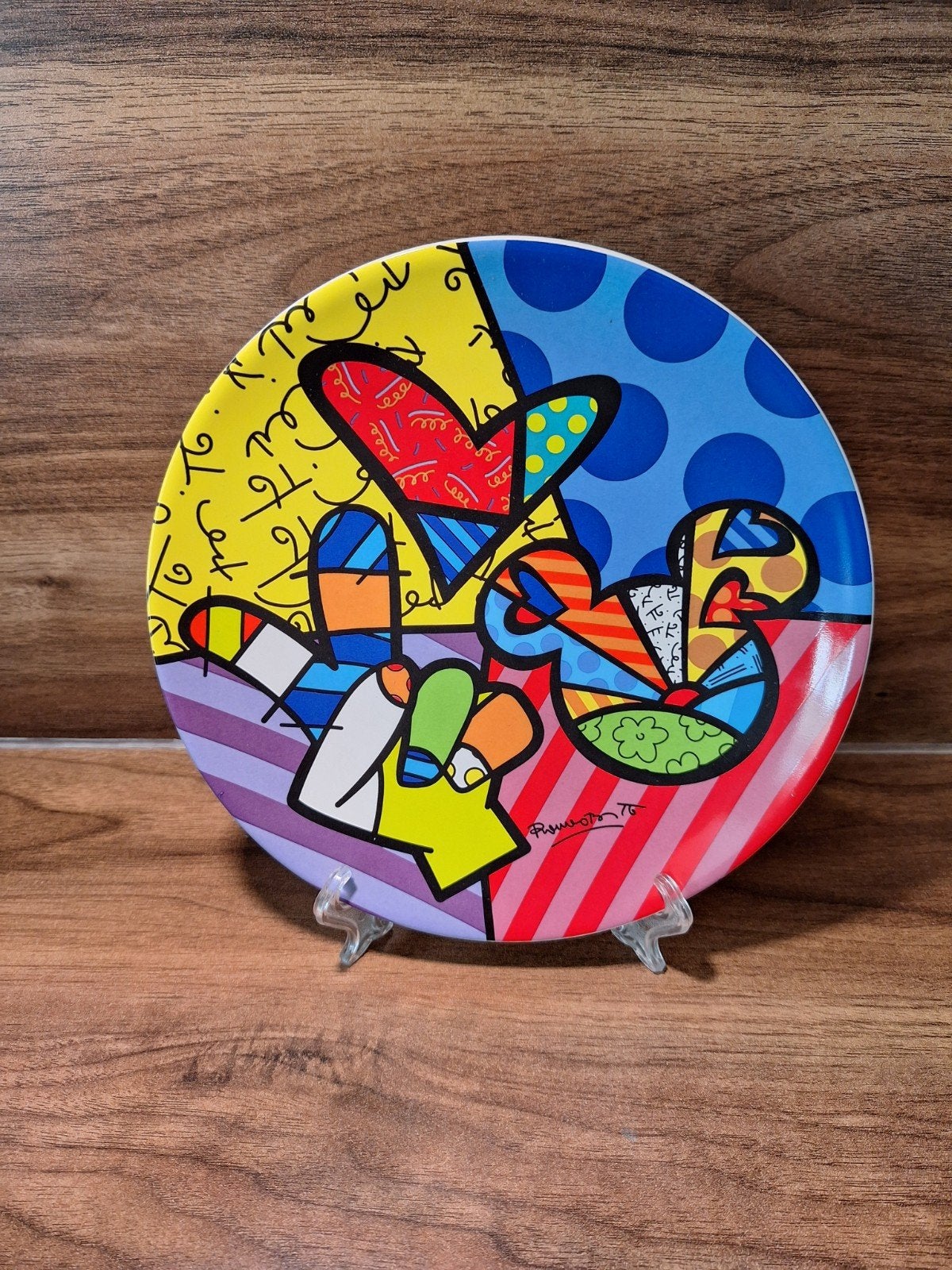 Disney Britto bord met het thema 'Peace, Love & Mickey, Verzamelen, Ophalen of Verzenden, Mickey Mouse, Zo goed als nieuw, Servies