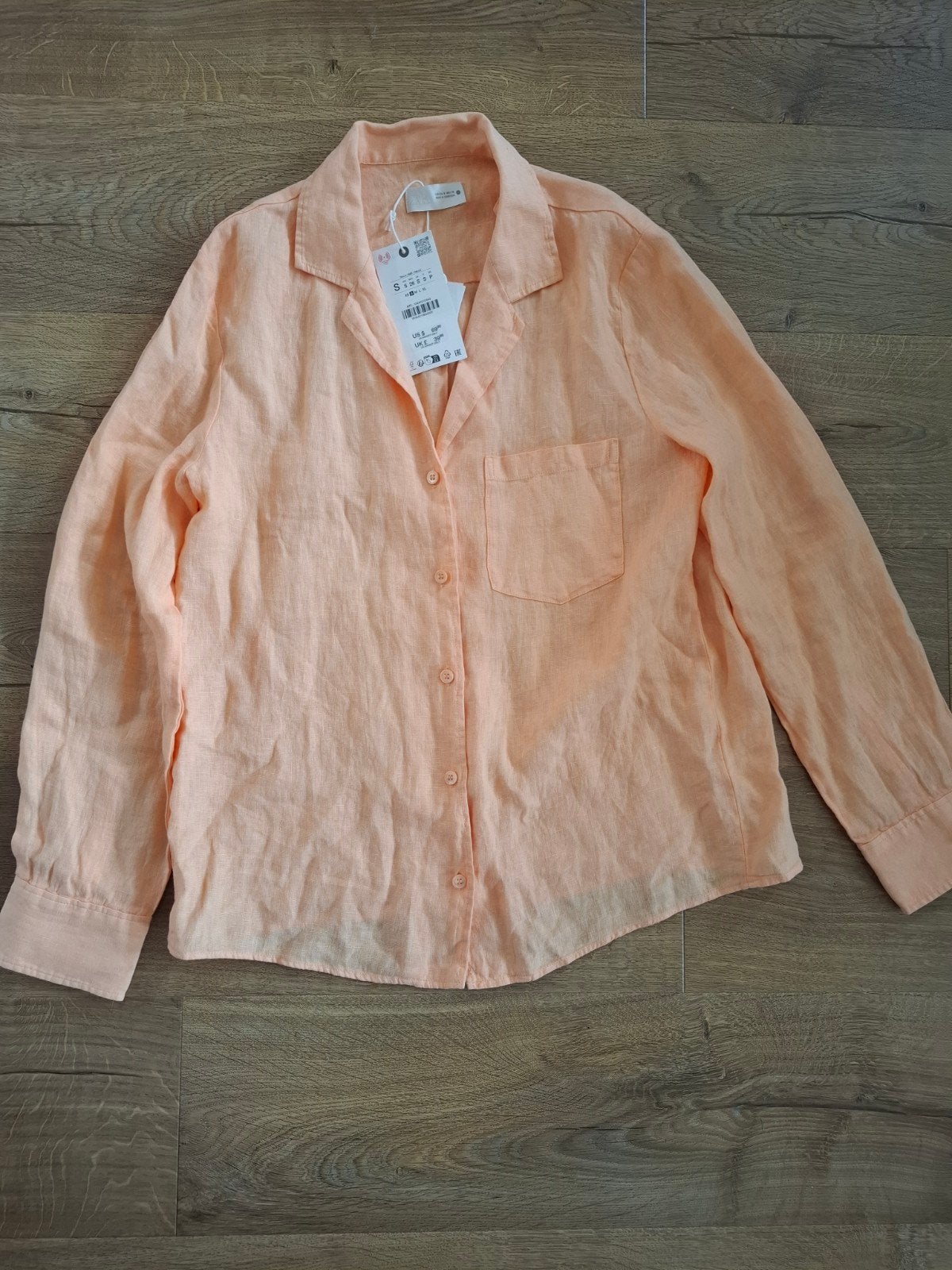 Linnen blouse Zara maat S, licht oranje, nooit gedragen, Ophalen of Verzenden, Nieuw, Maat 36 (S), Oranje