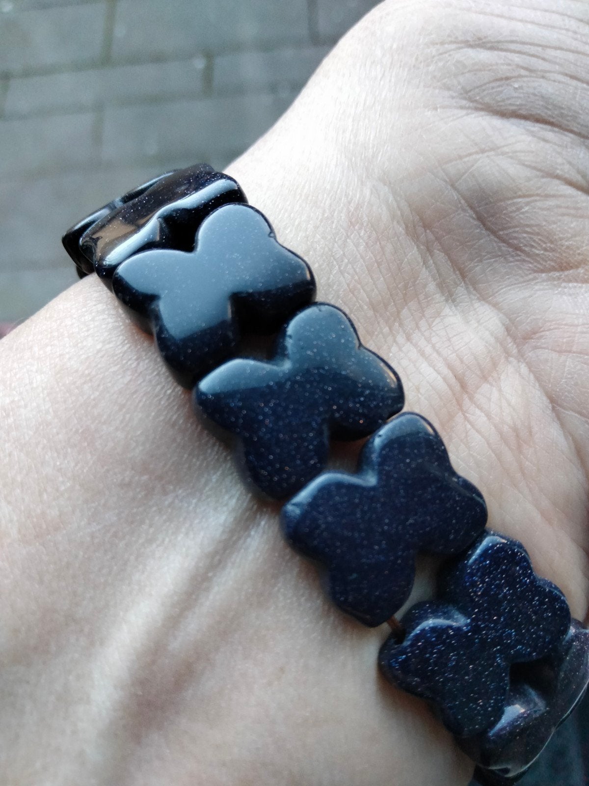 goudsteen armband, Verzenden, Nieuw, Blauw, Elastiek