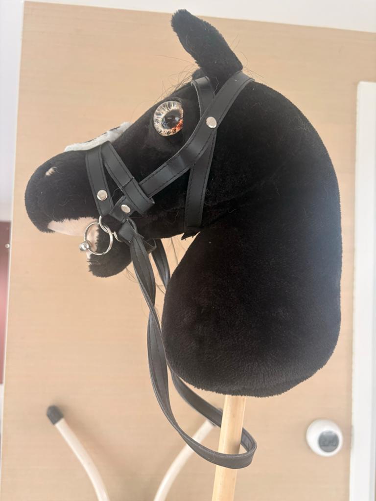 Hobbyhorse - Zwart stokpaard met hoofdstel, Ophalen, Zo goed als nieuw