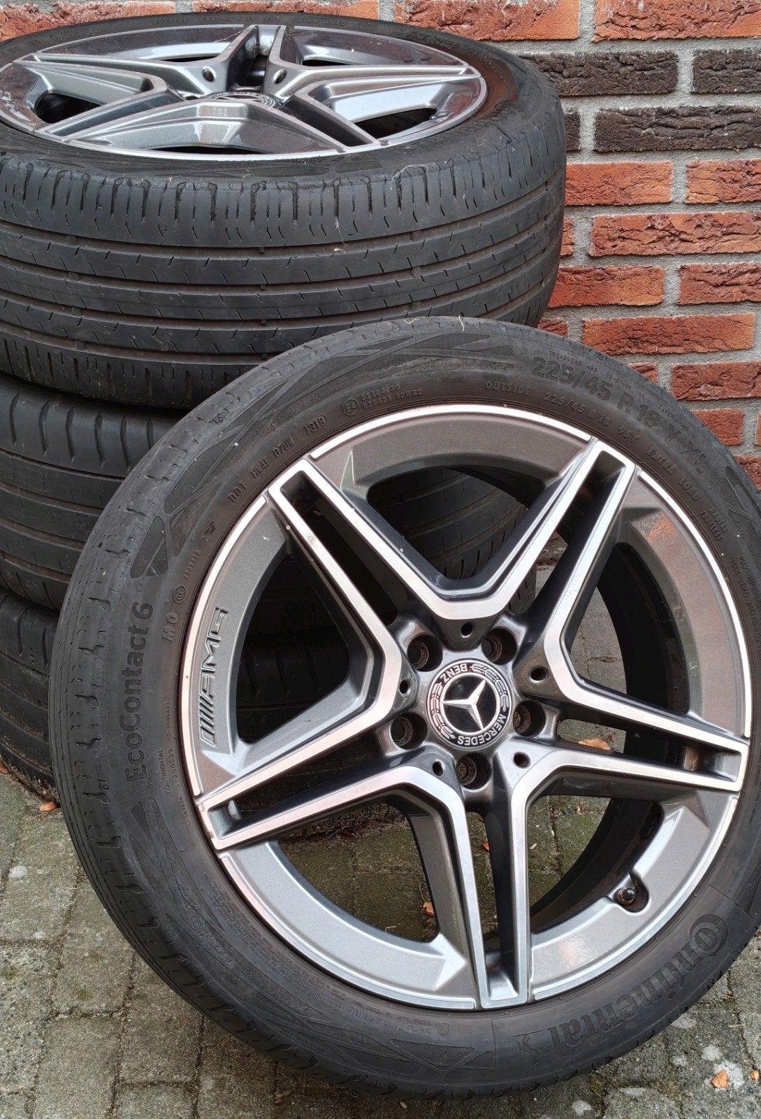 Originele Mercedes-AMG 18" breedset velgen W205 met banden, 18 inch, Gebruikt, Banden en Velgen, Ophalen of Verzenden