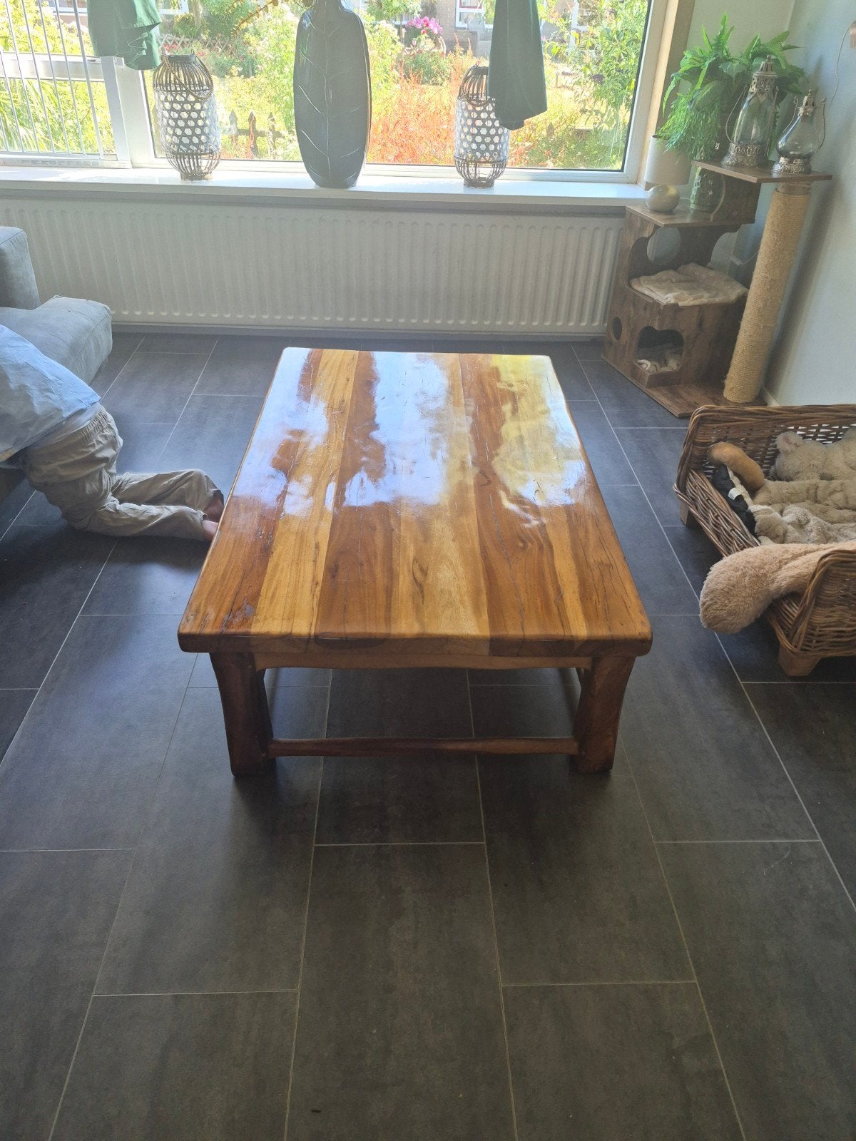Vintage Wabi-Sabi Salontafel - Massief, Huis en Inrichting, Tafels | Salontafels, Ophalen, Gebruikt, 100 tot 150 cm, 50 tot 100 cm
