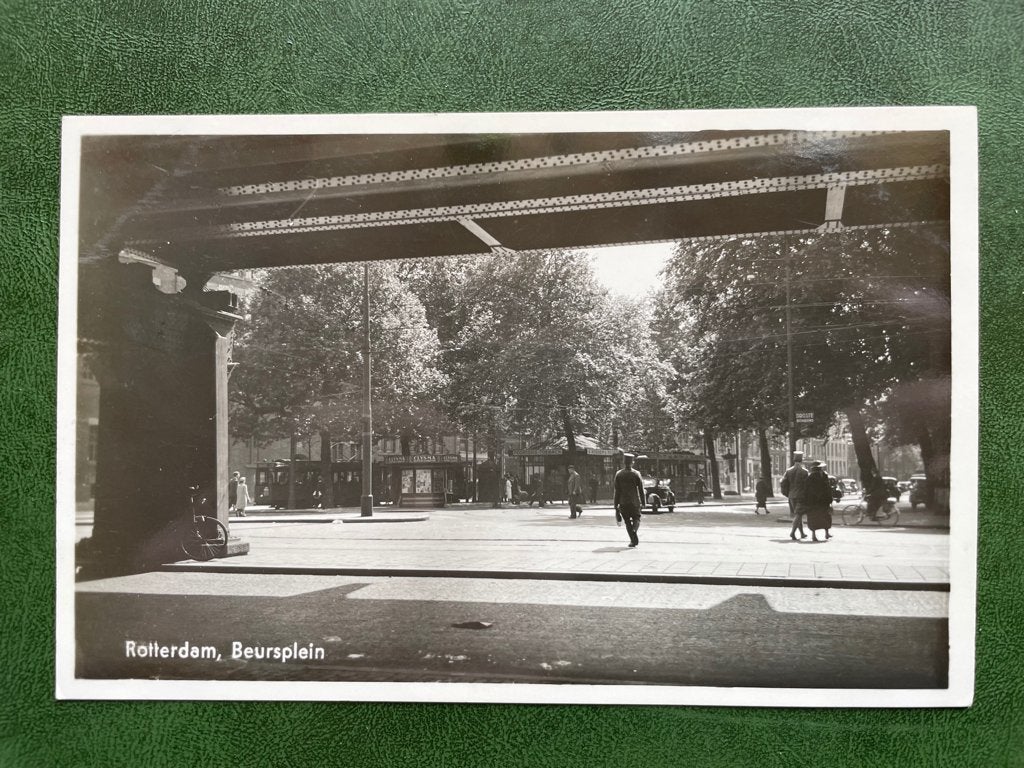 ansichtkaart van Rotterdam, Beursplein., Verzamelen, Verzenden, 1920 tot 1940, Zuid-Holland