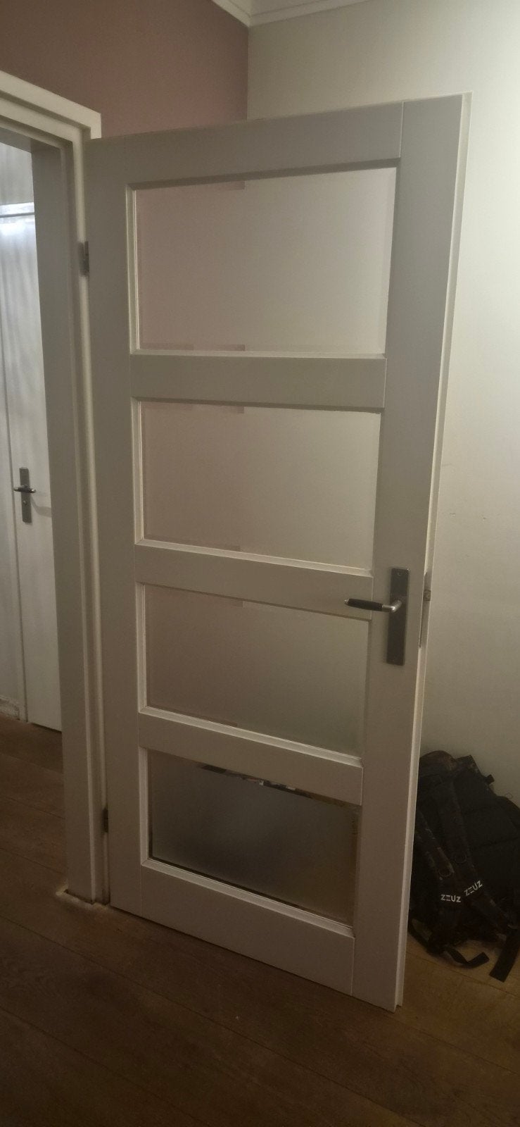 Tussendeur met melkglas - Goede staat, Ophalen, Gebruikt, 80 tot 100 cm, Binnendeur