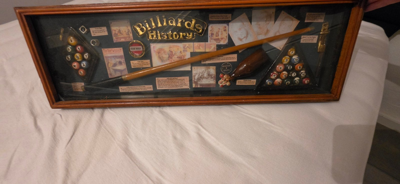 Vintage Biljart Decoratie Shadowbox - Billiards History, Ophalen