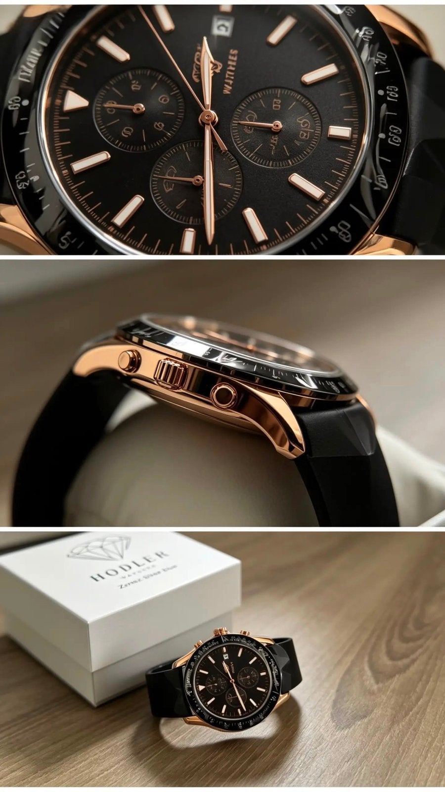 Nieuw stijlvol Hodler herenhorloge in originele doos, Sieraden, Tassen en Uiterlijk, Horloges | Heren, Overige merken, Overige materialen