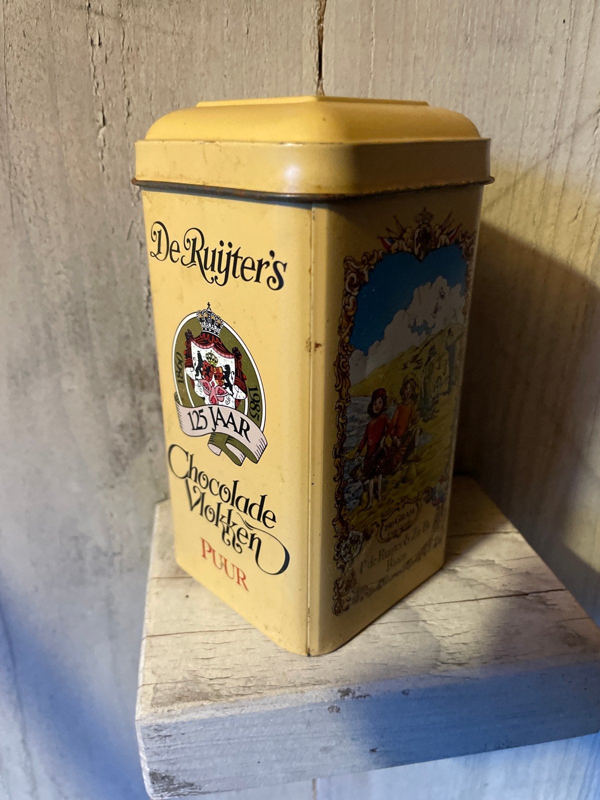 Vintage De Ruijter's Chocolade Vlokken Puur blik, Ophalen of Verzenden