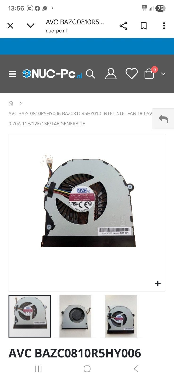 AVC koelventilator voor Intel NUC, Ophalen, Nieuw
