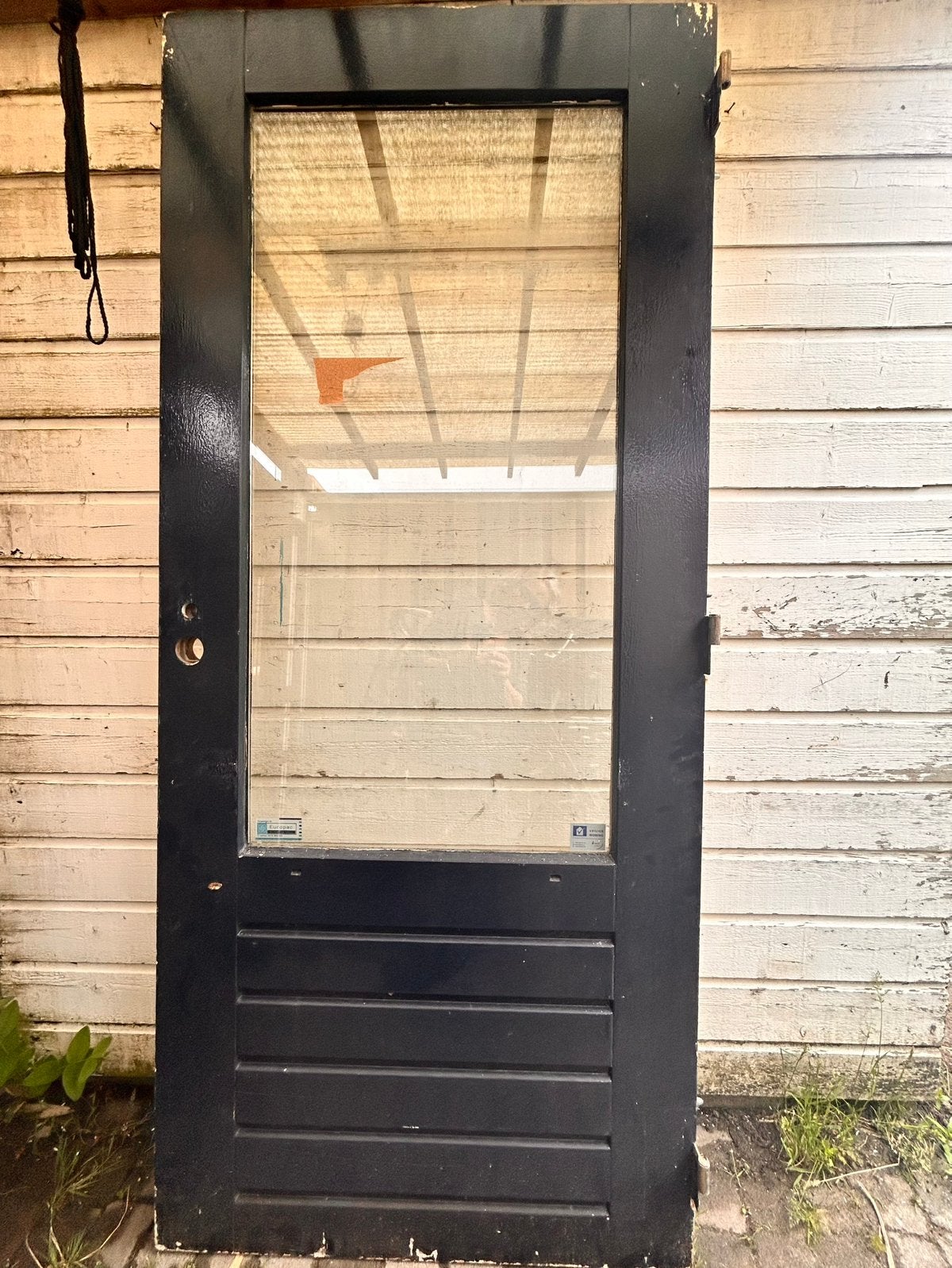 Hardhouten buitendeur met dubbel glas 88x201,5, Doe-het-zelf en Verbouw, Deuren en Horren, Ophalen, Gebruikt, 80 tot 100 cm, 200 tot 215 cm