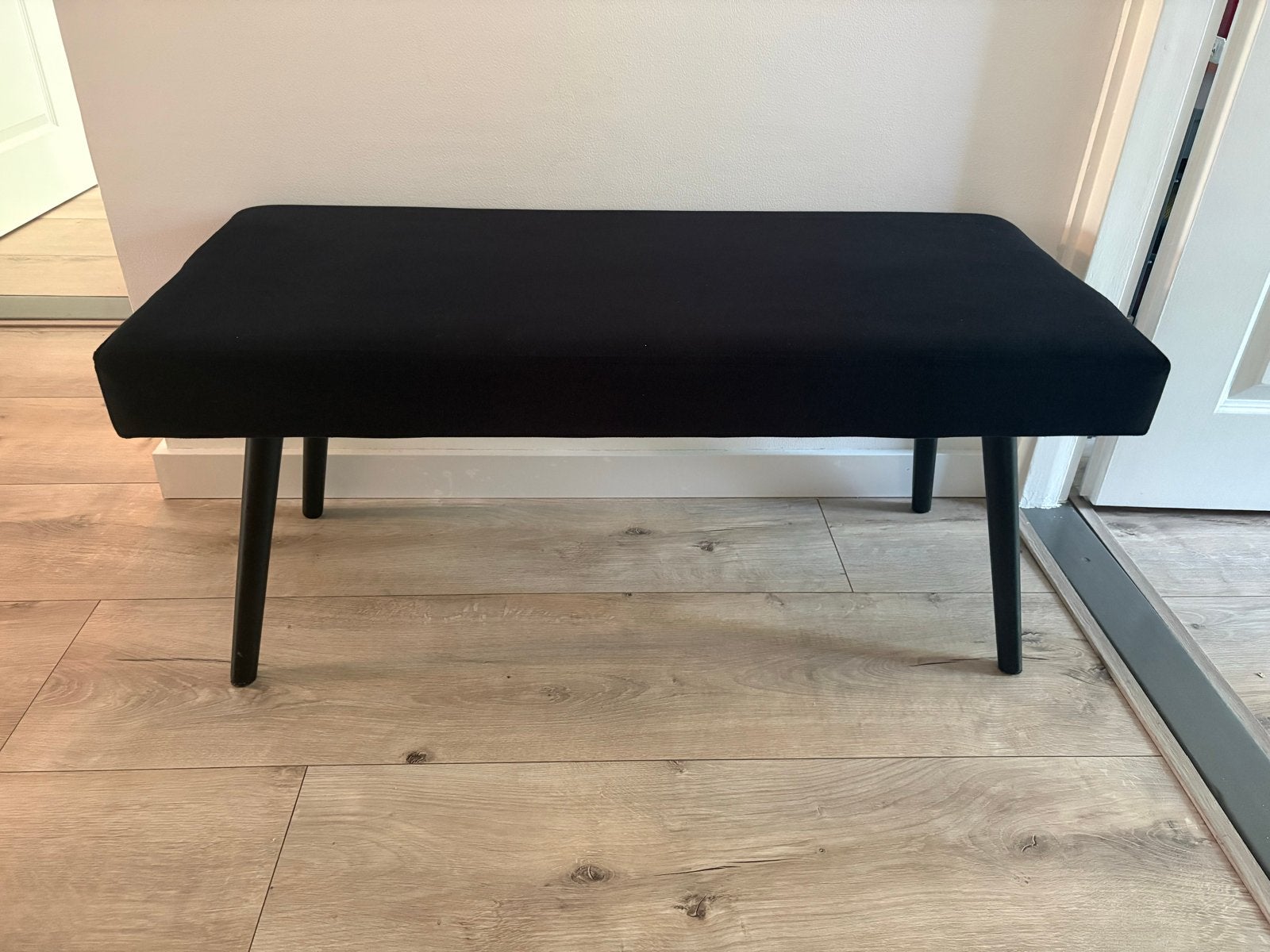 Zwart bankje 100x43,5x44 cm, Ophalen, Gebruikt, Minder dan 75 cm, Tweepersoons