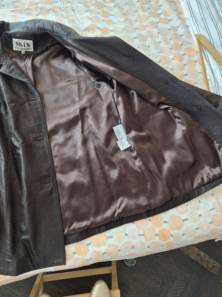 Lederen damesjas, Maat 38/40 (M), Bruin, Ophalen of Verzenden, Onbekend