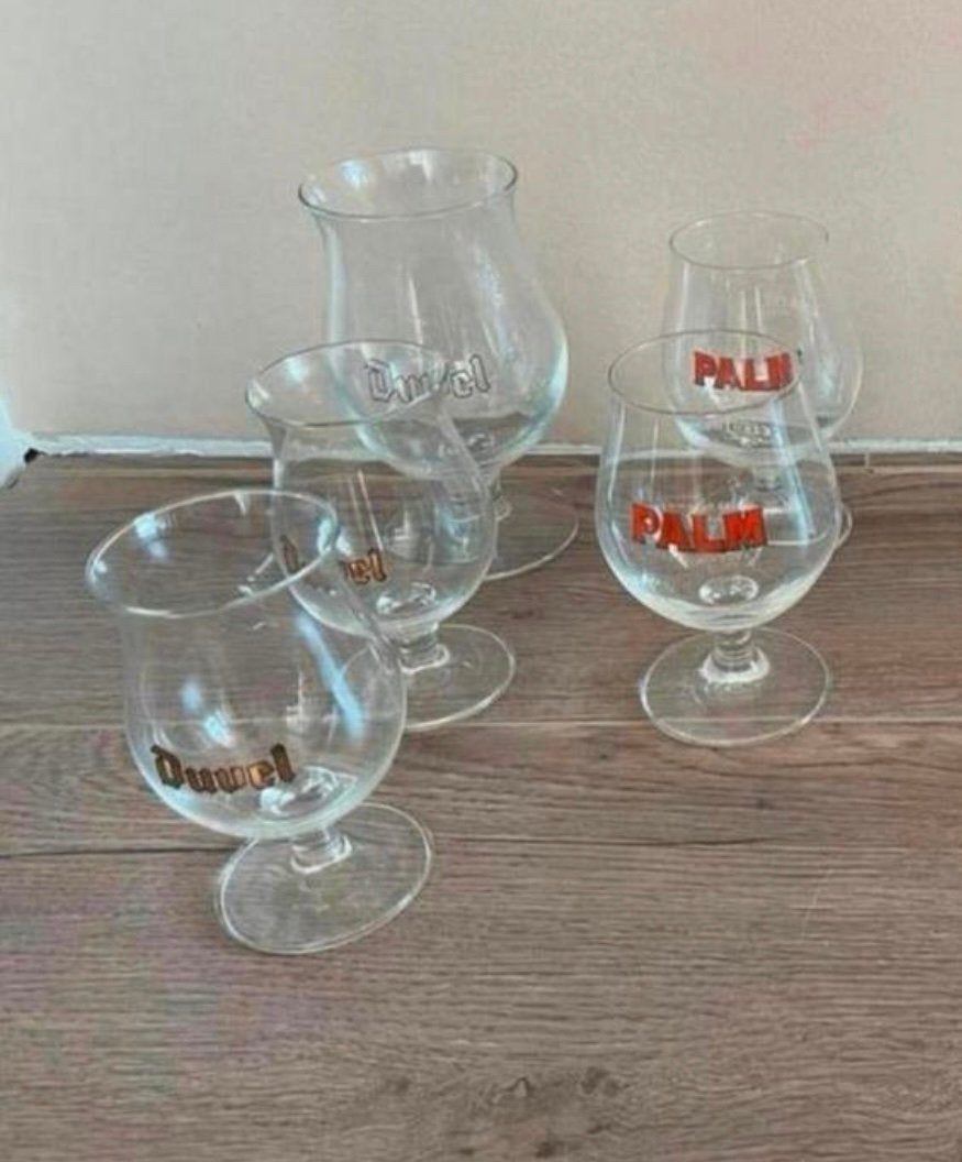 Bierglazen Palm en Duvel, Ophalen, Zo goed als nieuw, Bierglas