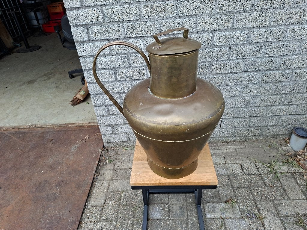 antiek grote messing geel koper melkkan waterkan, Ophalen of Verzenden