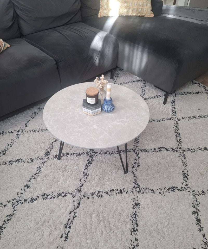 ronde marmerlook salontafel, Ophalen, 50 tot 100 cm, Rond, 50 tot 100 cm